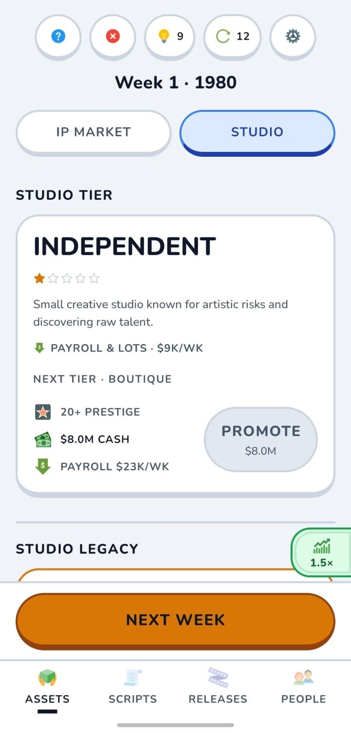 Climb five studio tiers